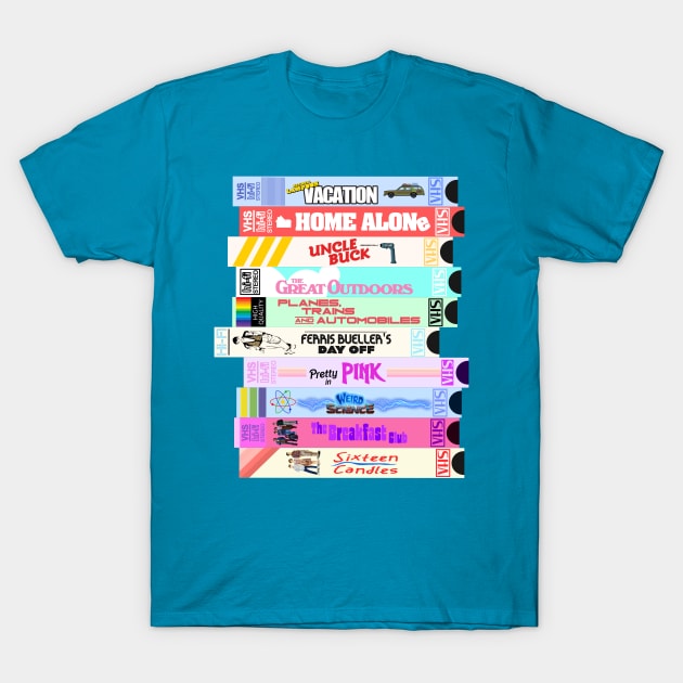 Retro 80s Movies VHS Stack T-Shirt by darklordpug